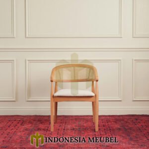 Home 2 Kursi Makan Jati Minimalis Sandaran Rotan Solid Premium Wood IM-1266