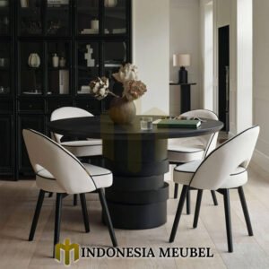 Meja Makan Bundar Minimalis Solid Duco Color Furniture Cantik IM 1277