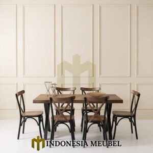 Home 1 Meja Makan Industrial Minimalis Terbaru Desain Premium IM-1264