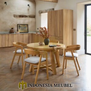 Meja Makan Minimalis Bundar Waterbase Solid Wood Premium IM-1280 4 Meja Makan Minimalis Bundar Waterbase Solid Wood Premium IM 1280