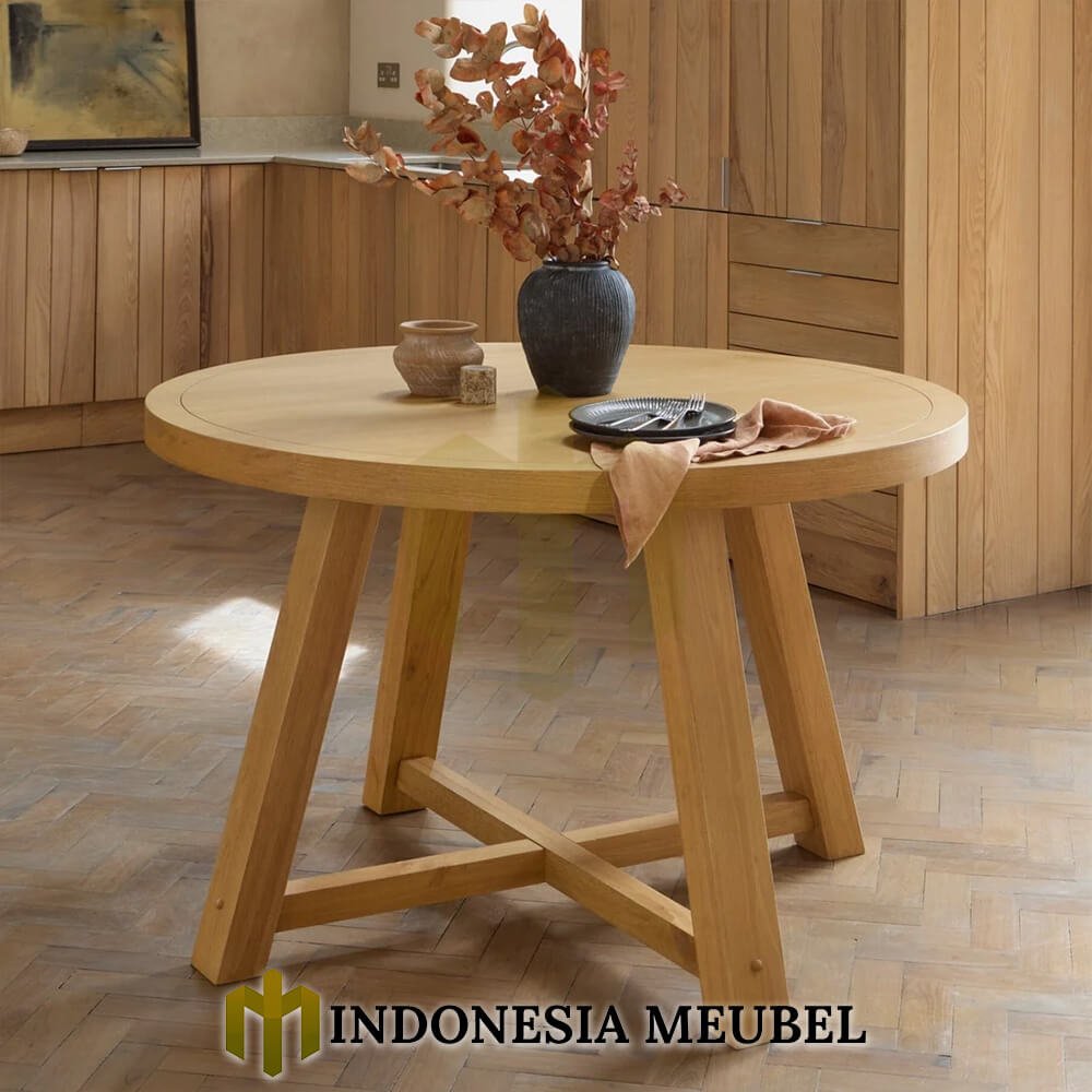 Meja Makan Minimalis Bundar Waterbase Solid Wood Premium IM-1280 2 Meja Makan Minimalis Bundar Waterbase Solid Wood Premium IM-1280.1