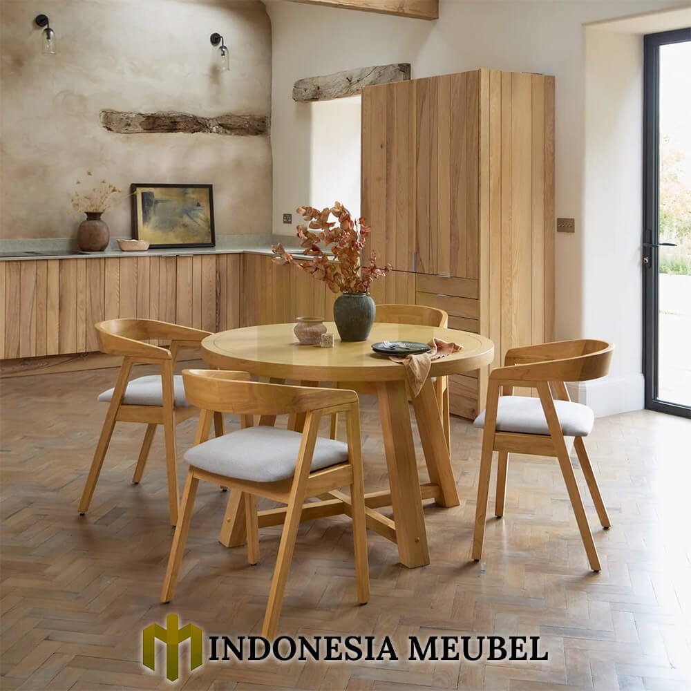 Meja Makan Minimalis Bundar Waterbase Solid Wood Premium IM-1280 1 Meja Makan Minimalis Bundar Waterbase Solid Wood Premium IM-1280