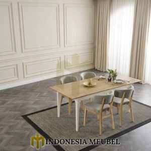 Set Meja Makan Minimalis Vintage Kayu Jati Solid Premium IM-1262