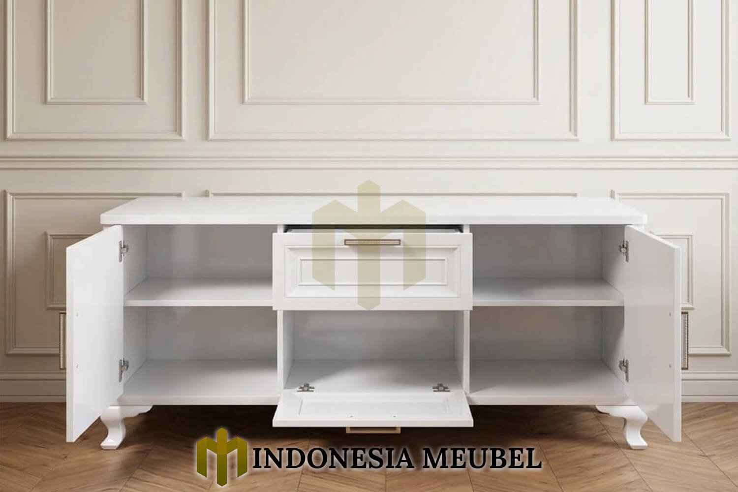 Set Meja TV Minimalis Putih Solid Duco Gorgeous Style IM-1314 2 Set Meja TV Minimalis Putih Solid Duco Gorgeous Style IM-1314.1
