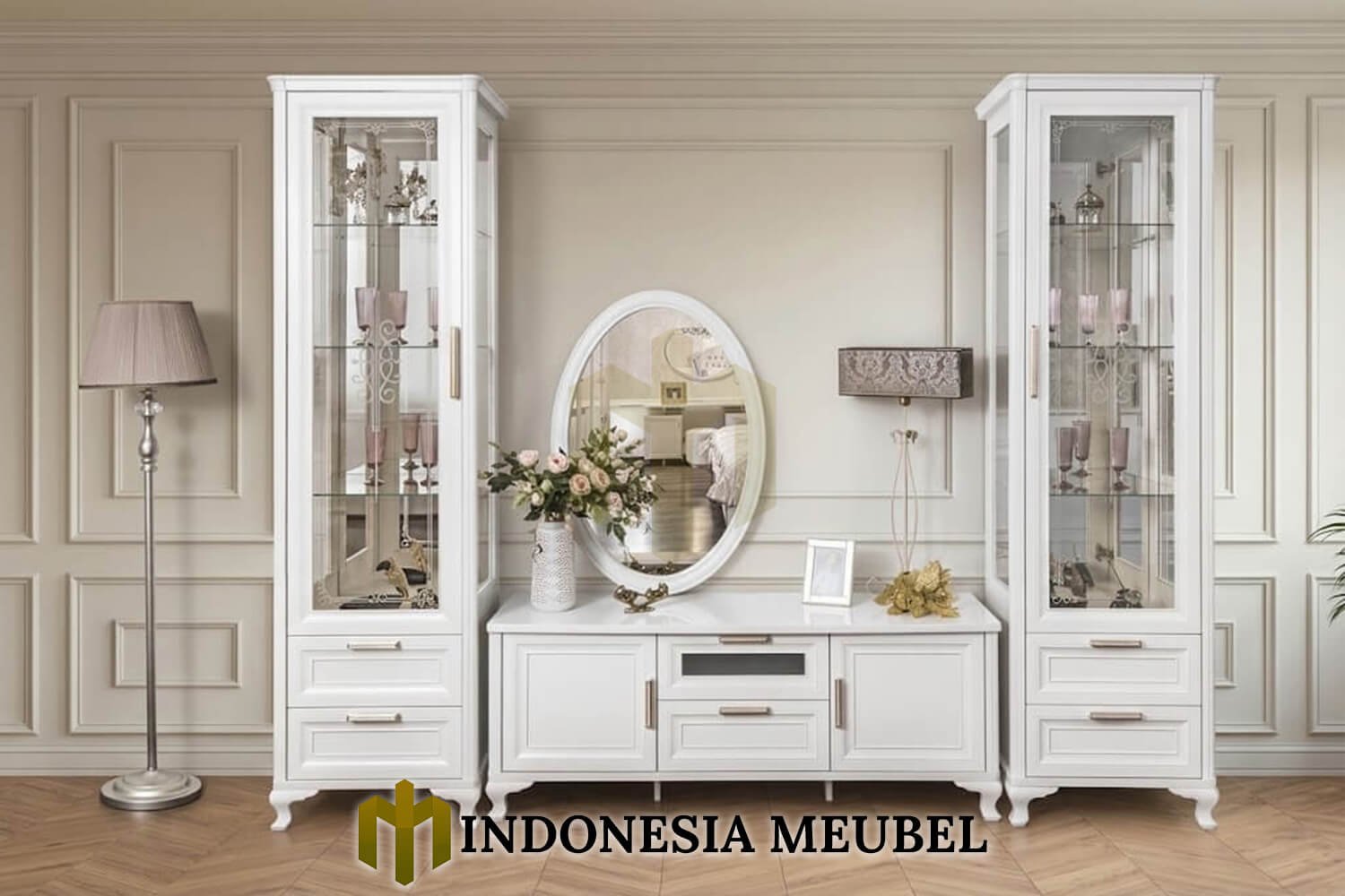 Set Meja TV Minimalis Putih Solid Duco Gorgeous Style IM-1314 1 Set Meja TV Minimalis Putih Solid Duco Gorgeous Style IM-1314